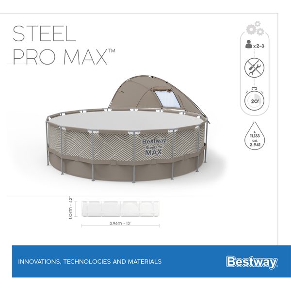 BESTWAY STEEL PRO MAX FRAME POOL KOMPLETT-SET MIT SONNENSCHUTZDACH Ø 396X107CM – Bild 16