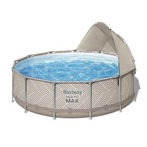 BESTWAY STEEL PRO MAX FRAME POOL KOMPLETT-SET MIT SONNENSCHUTZDACH Ø 396X107CM | Sportsness.ch