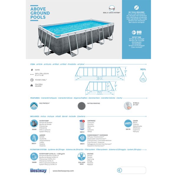 BESTWAY POWER STEEL FRAME POOL KOMPLETT-SET 549 X 274 X 122 CM – Bild 11