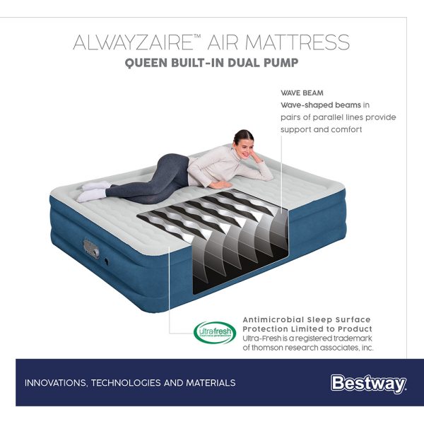 BESTWAY ALWAYZAIRE DOPPELLUFTBETT MIT INTEGRIERTER DOPPELPUMPE 203 X 152 X 46 CM – Bild 26