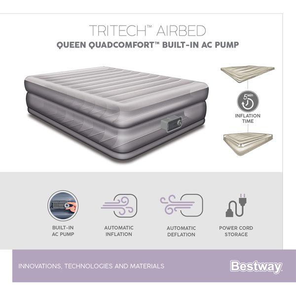 BESTWAY TRITECH QUADCOMFORT LUFTBETT MITINTEGRIERTER PUMPE 203 X 152 X 51 CM – Bild 20