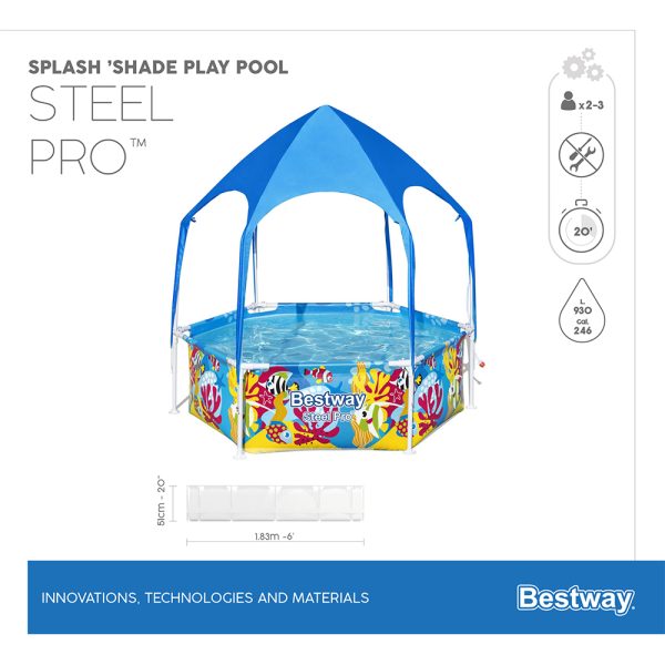 BESTWAY STEEL PRO FRAME POOL MIT UV CAREFUL SONNENSCHUTZDACH – Bild 10