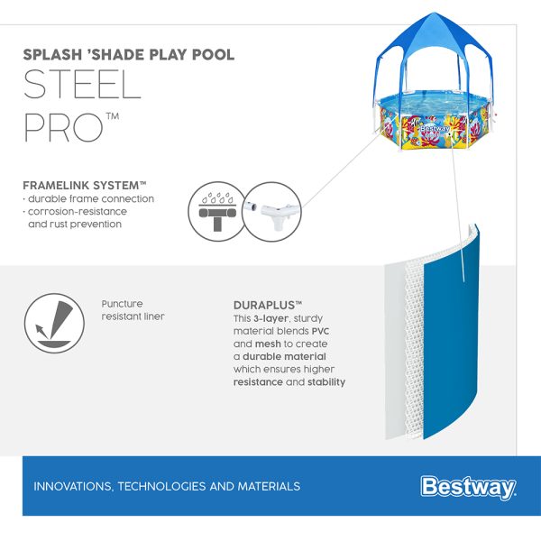 BESTWAY STEEL PRO FRAME POOL MIT UV CAREFUL SONNENSCHUTZDACH – Bild 11