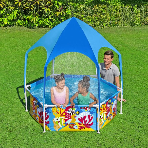 BESTWAY STEEL PRO FRAME POOL MIT UV CAREFUL SONNENSCHUTZDACH – Bild 2