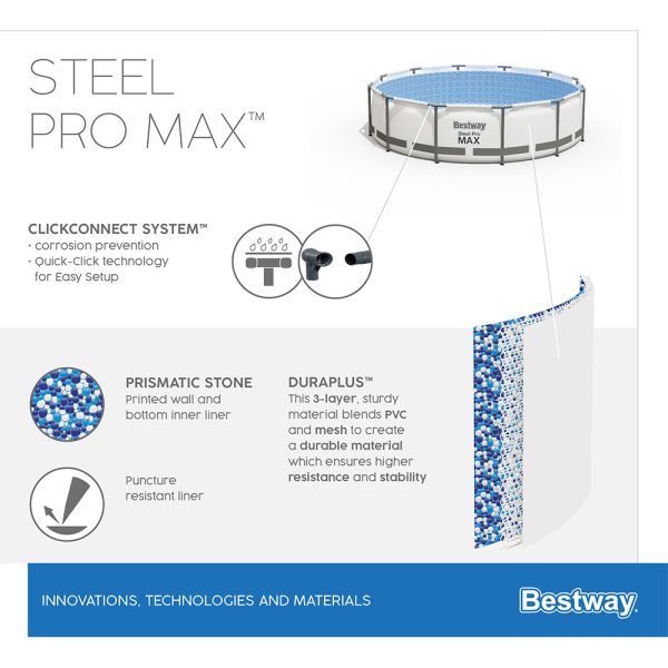 BESTWAY STEEL PRO MAX FRAME POOL KOMPLETT-SET 396 X 122 CM, RUND – Bild 11