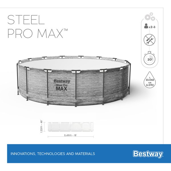 BESTWAY STEEL PRO MAX AUFSTELLPOOL KOMPLETT-SET MIT FILTERPUMPE 549 X 122 CM – Bild 13