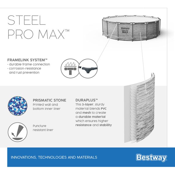 BESTWAY STEEL PRO MAX AUFSTELLPOOL KOMPLETT-SET MIT FILTERPUMPE 549 X 122 CM – Bild 14