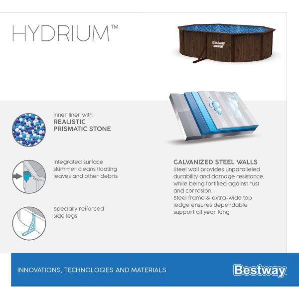 BESTWAY HYDRIUM STAHLWANDPOOL KOMPLETT-SET MIT SANDFILTERANLAGE 732X366X132CM – Bild 25