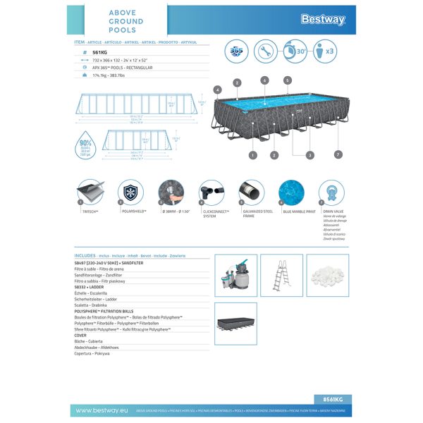 BESTWAY APX365 WINTERFESTES FRAME POOL KOMPLETT-SET MIT SANDFILTERANLAGE 732X366 – Bild 18