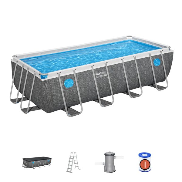 BESTWAY STEEL PRO MAX SPLASHVIEW FRAME POOL KOMPLETT-SET MIT FILTERPUMPE 488X244 – Bild 4