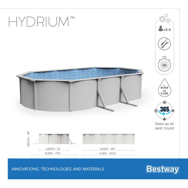 BESTWAY HYDRIUM STAHLWANDPOOL KOMPLETT-SET MIT SANDFILTERANLAGE 610X36X122CM – Bild 11