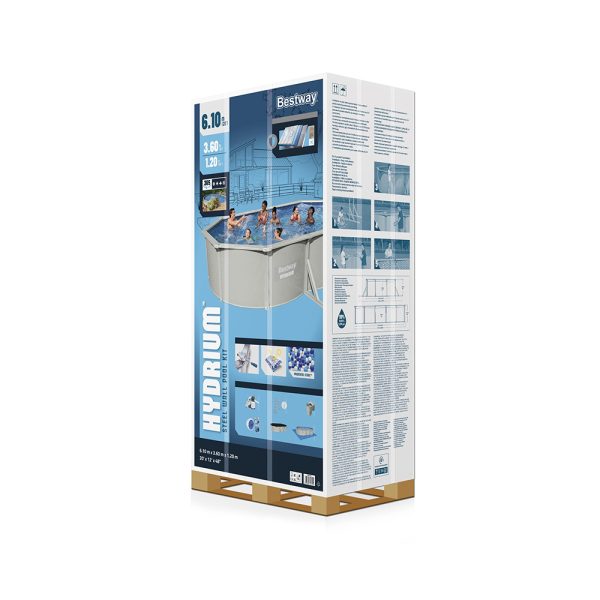 BESTWAY HYDRIUM STAHLWANDPOOL KOMPLETT-SET MIT SANDFILTERANLAGE 610X36X122CM – Bild 5