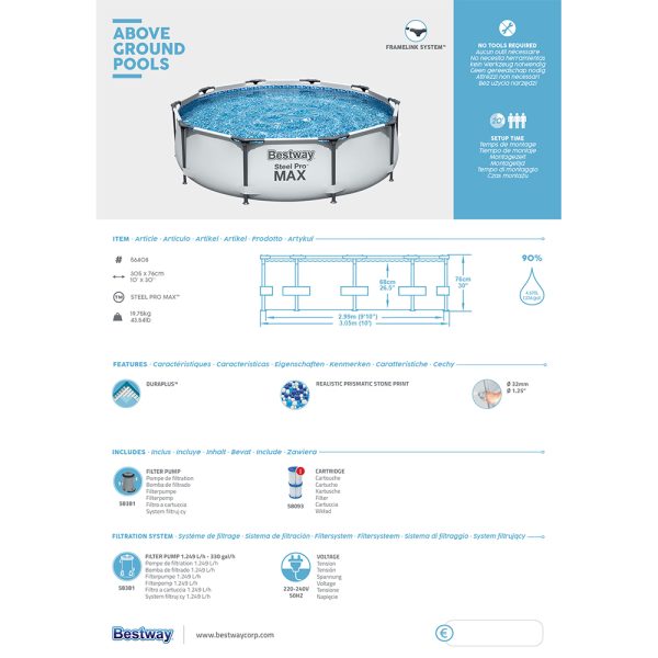 BESTWAY STEEL PRO MAX FRAME POOL SET 305X 76 CM – Bild 8