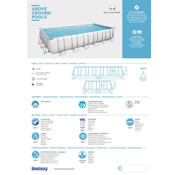 BESTWAY POWER STEEL POOL KOMPLETT-SET 732 X 366 X 132 CM – Bild 11