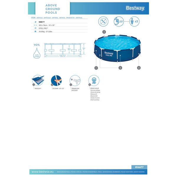 BESTWAY STEEL PRO AUFSTELLPOOL 305 X 76CM – Bild 14