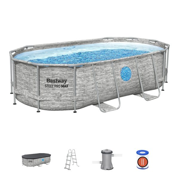 BESTWAY STEEL PRO MAX SPLASHVIEW FRAME POOL KOMPLETT-SET MIT FILTERPUMPE 427X250 – Bild 4