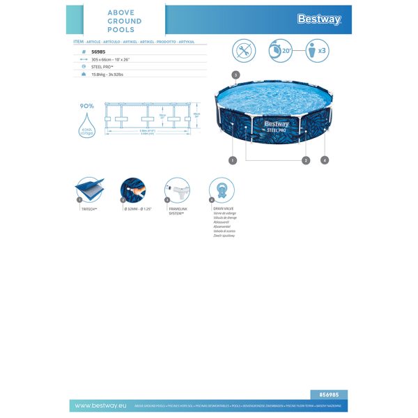 BESTWAY STEEL PRO FRAME POOL 305 X 66 CM, RUND – Bild 7