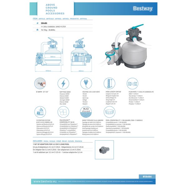 BESTWAY SANDFILTERANLAGE 11.355 L/H – Bild 15