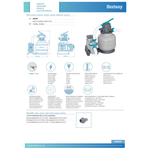 BESTWAY SANDFILTERANLAGE 8.327 L/H – Bild 19