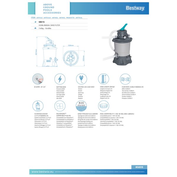 BESTWAY SANDFILTERANLAGE 3.596 L/H – Bild 13