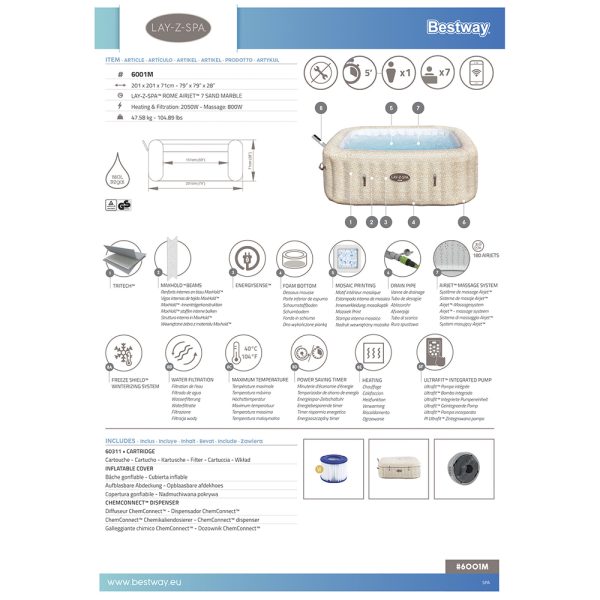 LAY-Z-SPA ENERGIESPAR-WHIRLPOOL ROME AIRJET MIT APP-STEUERUNG FÜR BIS ZU 7 PERS. – Bild 24