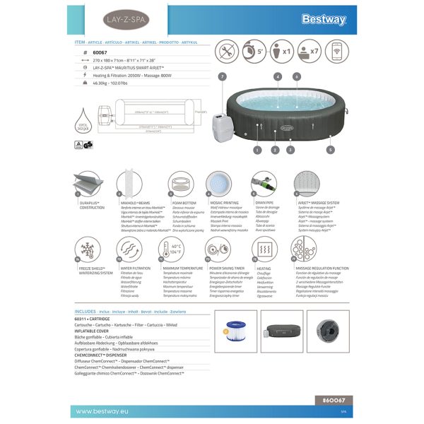 LAY-Z-SPA XXL WLAN-WHIRLPOOL MAURITIUS AIRJET FÜR BIS ZU 7 PERSONEN – Bild 21