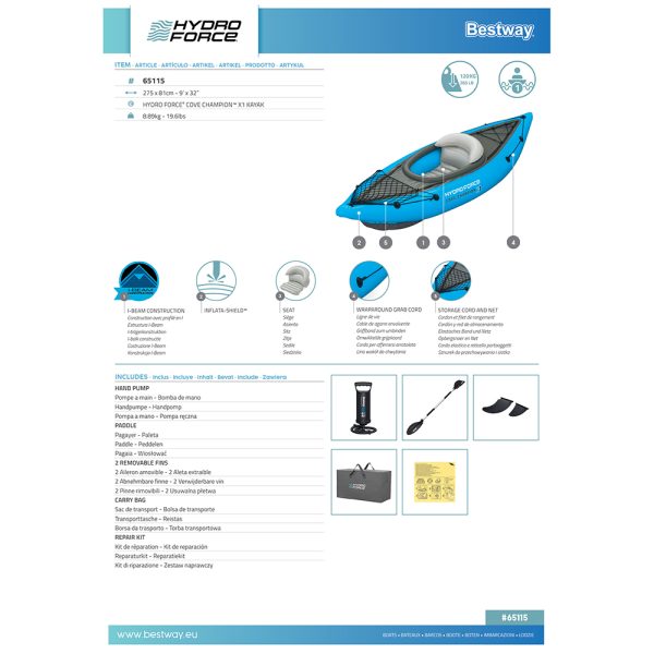 HYDRO FORCE KAYAK COVE CAMPION 275X81CM – Bild 23