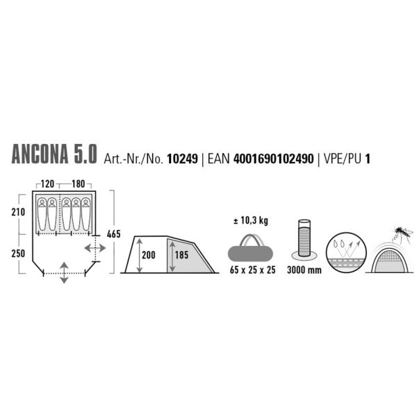 HIGH PEAK TUNNELZELT ANCONA 5.0 – Bild 7