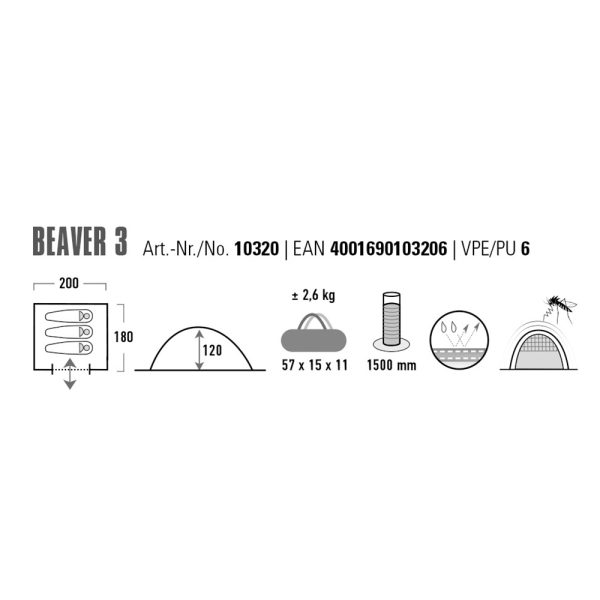 HIGH PEAK ZELT BEAVER 3 BLACK – Bild 3