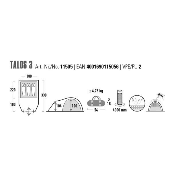 HIGH PEAK ZELT TALOS 3 – Bild 3