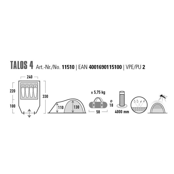 HIGH PEAK ZELT TALOS 4 – Bild 3