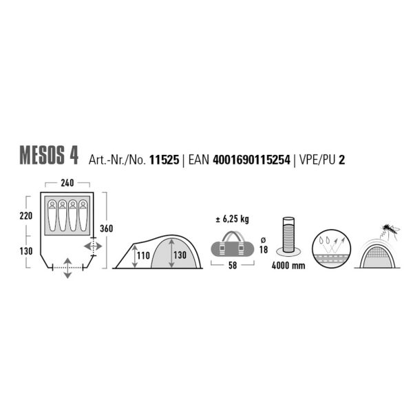 HIGH PEAK ZELT MESOS 4 – Bild 3