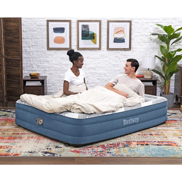 BESTWAY TRITECH LUFTBETT FASHION FLOCK MIT INTEGRIERTER ELEKTROPUMPE 203X152X36 – Bild 2