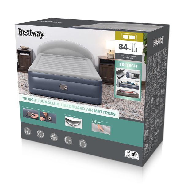 BESTWAY DOPPELLUFTBETT MIT LOUNGELUX KOPFTEIL UND INTEGRIERTER ELEKTROPUMPE – Bild 3