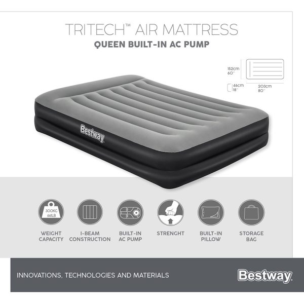 BESTWAY TRITECH QUEENSIZE-LUFTBETT MIT INTEGRIERTER ELEKTROPUMPE 203X152X46 CM – Bild 23