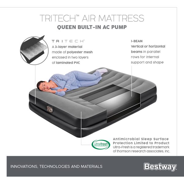 BESTWAY TRITECH QUEENSIZE-LUFTBETT MIT INTEGRIERTER ELEKTROPUMPE 203X152X46 CM – Bild 24
