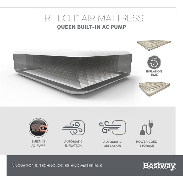 BESTWAY TRITECH QUEENSIZE-LUFTBETT MIT INTEGRIERTER ELEKTROPUMPE 203X152X46 CM – Bild 25