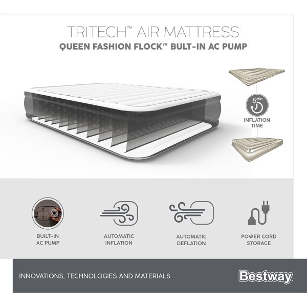 BESTWAY TRITECH LUFTBETT CUSHIFY TOP MIT INTEGRIERTER ELEKTROPUMPE 203X152X46 CM – Bild 12