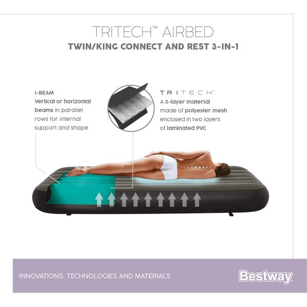 BESTWAY TRITECH CONNECT AND REST 3-IN-1TWIN/KINGSIZE-LUFTBETT 188 X 99 X 25 CM – Bild 12