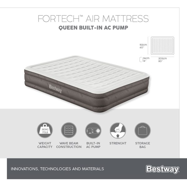 BESTWAY FORTECH LUFTBETT MIT INTEGRIERTER ELEKTROPUMPE 203 X 152 X 36 CM – Bild 27
