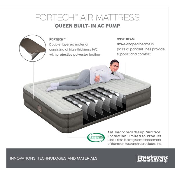 BESTWAY FORTECH LUFTBETT MIT INTEGRIERTER ELEKTROPUMPE 203 X 152 X 36 CM – Bild 28