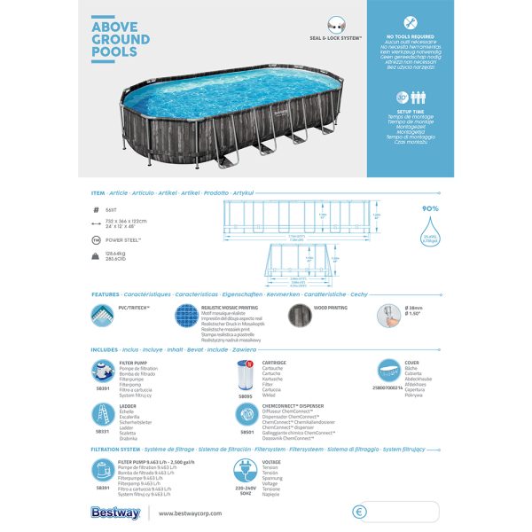 BESTWAY POWER STEEL FRAME POOL KOMPLETT-SET 732 X 366 X 122 CM – Bild 4