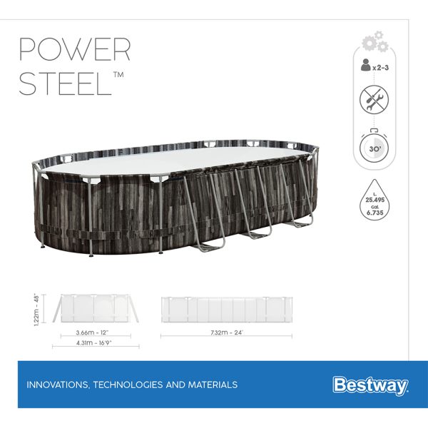 BESTWAY POWER STEEL FRAME POOL KOMPLETT-SET 732 X 366 X 122 CM – Bild 5