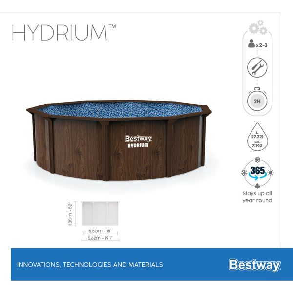 BESTWAY HYDRIUM STAHLWANDPOOL KOMPLETT-SET MIT SANDFILTERANLAGE Ø 549 X 132 CM – Bild 20