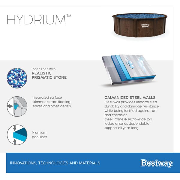 BESTWAY HYDRIUM STAHLWANDPOOL KOMPLETT-SET MIT SANDFILTERANLAGE Ø 549 X 132 CM – Bild 21