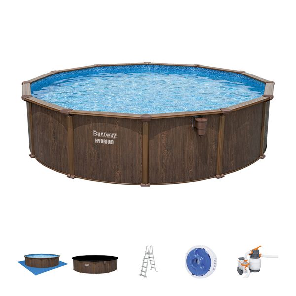 BESTWAY HYDRIUM STAHLWANDPOOL KOMPLETT-SET MIT SANDFILTERANLAGE Ø 549 X 132 CM – Bild 4