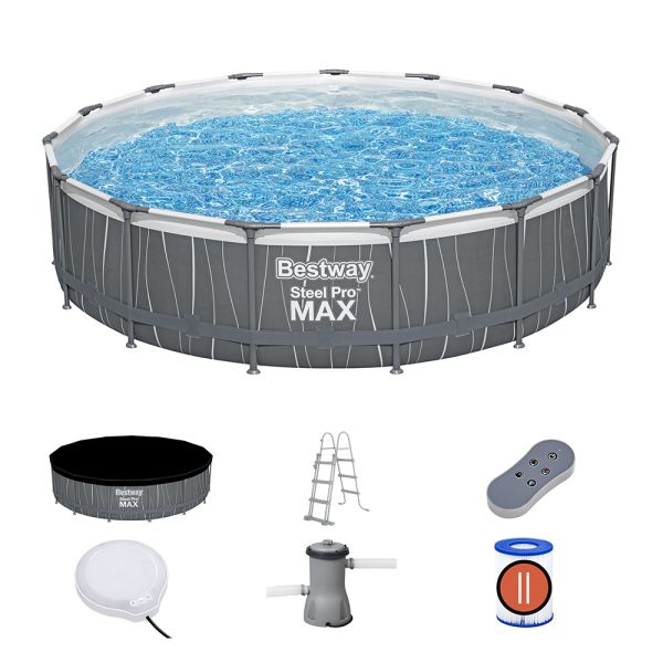 BESTWAY STEEL PRO MAX FRAME POOL KOMPLETT-SET, MIT LED-DESIGN, 457X107CM – Bild 3