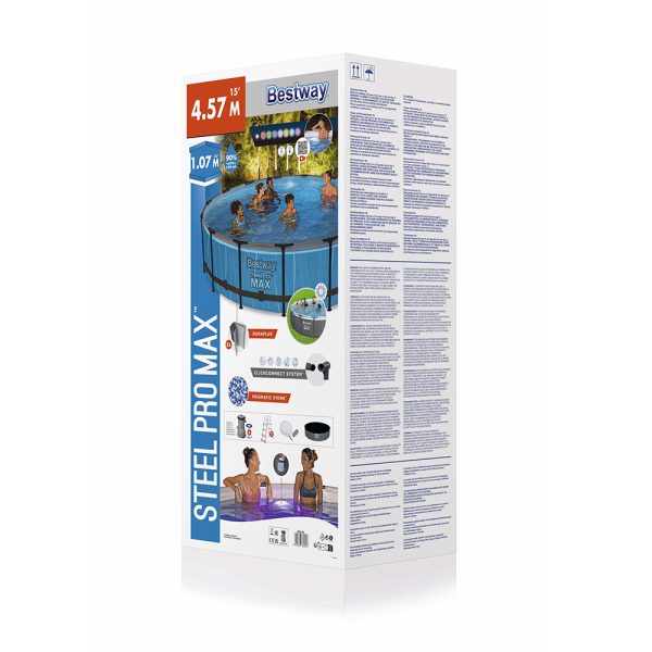 BESTWAY STEEL PRO MAX FRAME POOL KOMPLETT-SET, MIT LED-DESIGN, 457X107CM – Bild 4