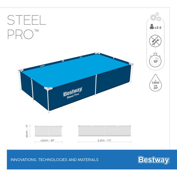 BESTWAY STEEL PRO FRAME POOL-SET, ECKIG,221 X 150 X 43 CM – Bild 12