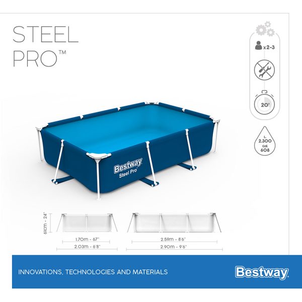 BESTWAY STEEL PRO FRAME POOL 259 X 170 X 61 CM ECKIG – Bild 16